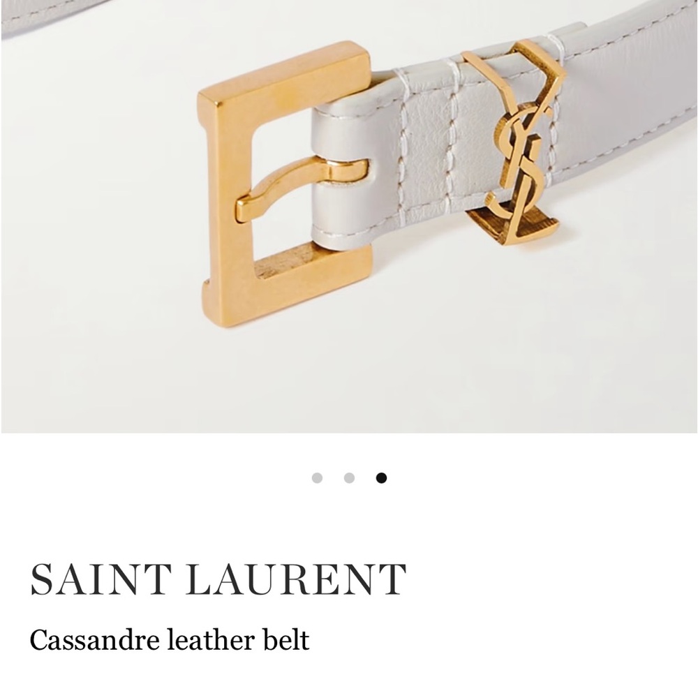 Saint Laurent Ivory Belt with Gold-Tone Buckle - Picture 8 of 10